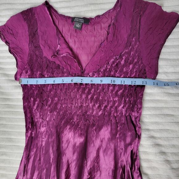 Dressbarn Purple Smocked Midi Dress Sz S Flutter Sleeve Flaw Tear As Is Boho - Picture 6 of 9